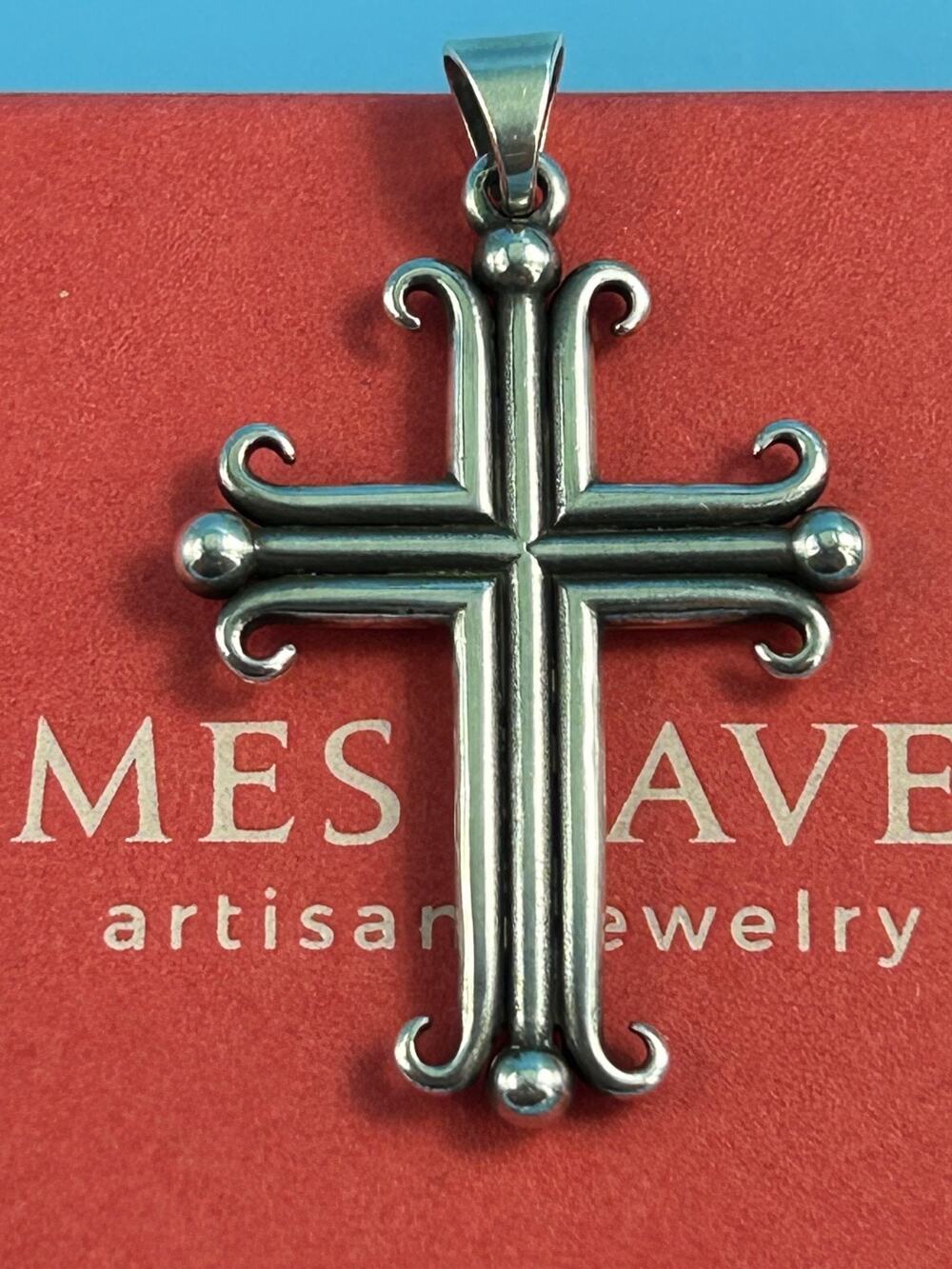James Avery Retired 925 Sterling Silver Scrolled Cross Pendant 1 3/8"